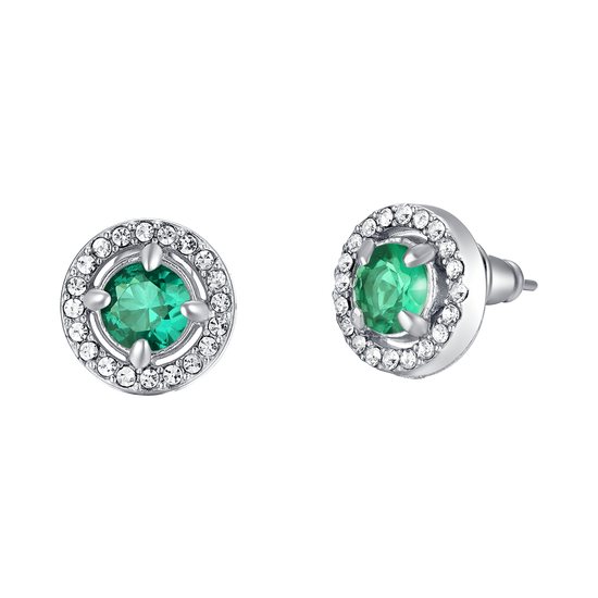 PENDIENTES DE MUJER DE ACERO VERDE ZIRCONIA CÚBICA