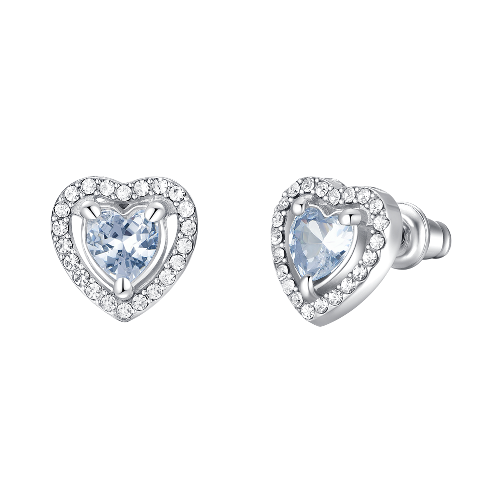 PENDIENTES MUJER ACERO CORAZON ZIRCONIA CUBICA BLANCA