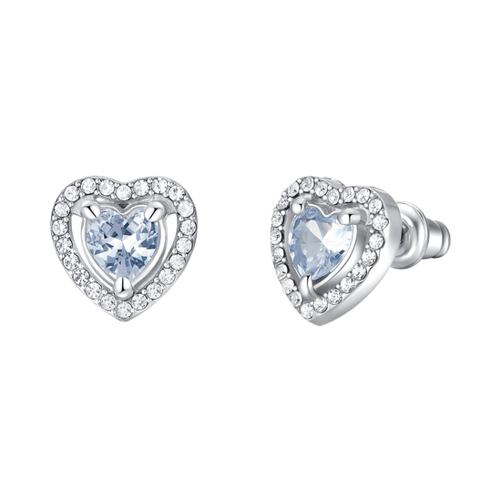 PENDIENTES MUJER ACERO CORAZON ZIRCONIA CUBICA BLANCA