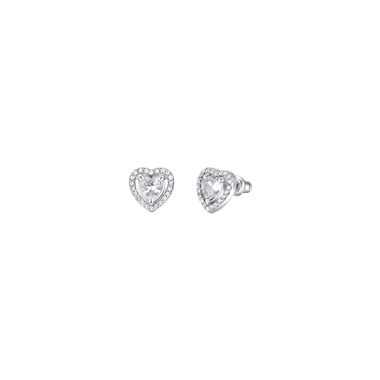 PENDIENTES MUJER ACERO CORAZON ZIRCONIA CUBICA BLANCA