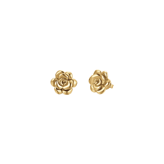 PENDIENTES DE MUJER IP DE ACERO DORADO CON ROSA