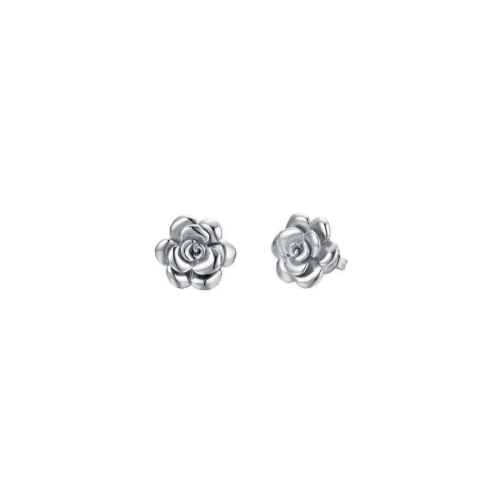 PENDIENTES DE ACERO ROSA Y PERLA PARA MUJER