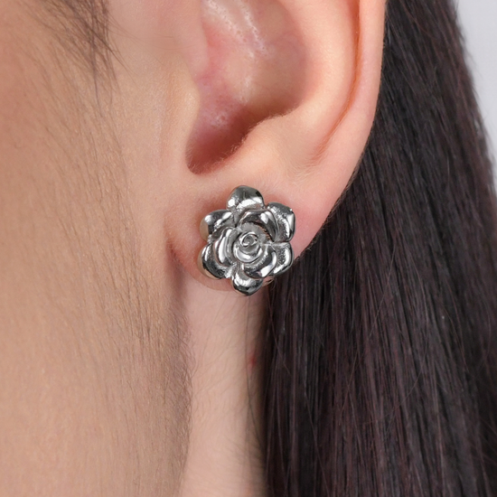 PENDIENTES DE ACERO ROSA Y PERLA PARA MUJER