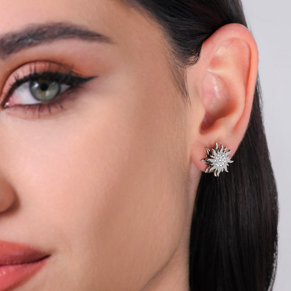 PENDIENTES GIRATORIOS SOL DE ACERO PARA MUJER