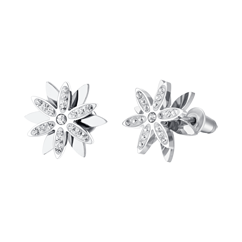 PENDIENTES GIRATORIOS FLOR DE LA VIDA DE ACERO PARA SEÑORA