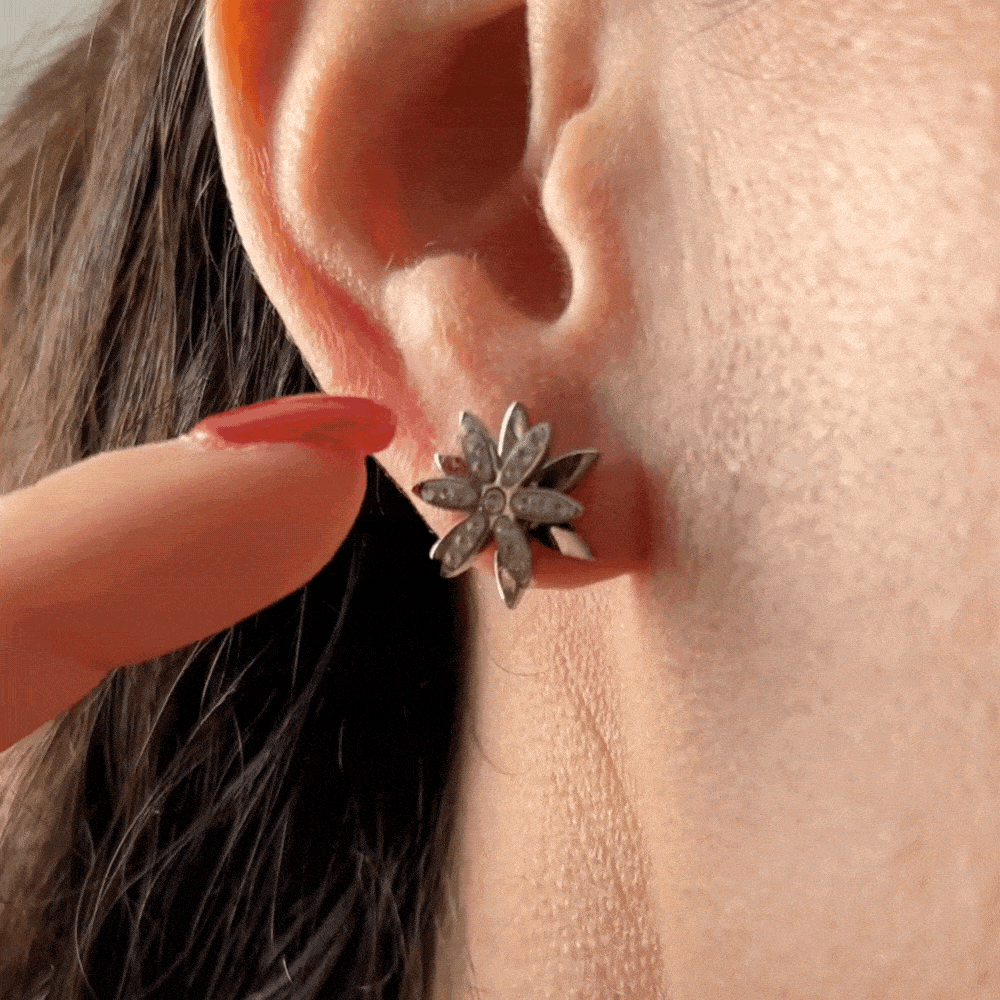 PENDIENTES GIRATORIOS FLOR DE LA VIDA DE ACERO PARA SEÑORA