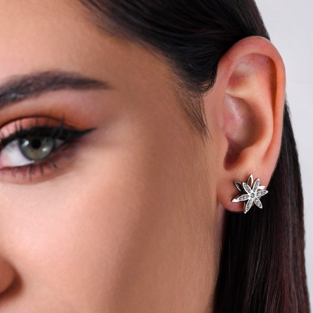 PENDIENTES GIRATORIOS FLOR DE LA VIDA DE ACERO PARA SEÑORA