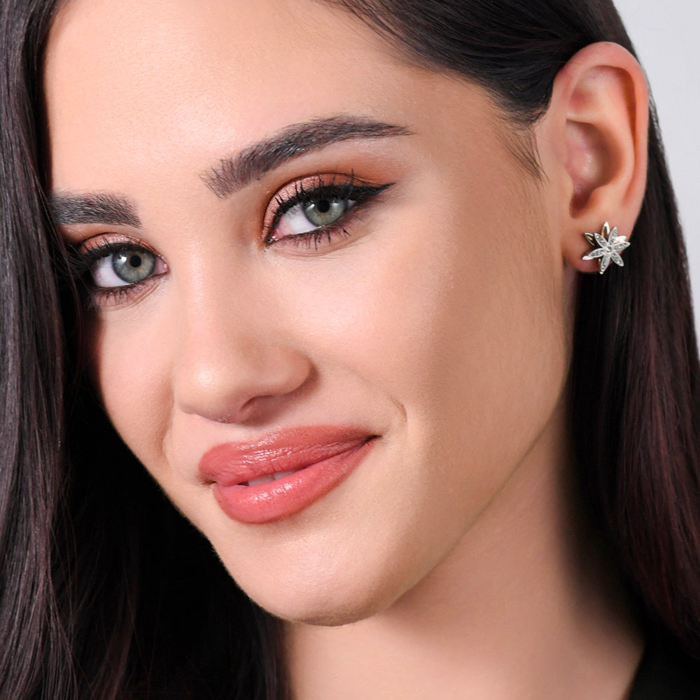 PENDIENTES GIRATORIOS FLOR DE LA VIDA DE ACERO PARA SEÑORA