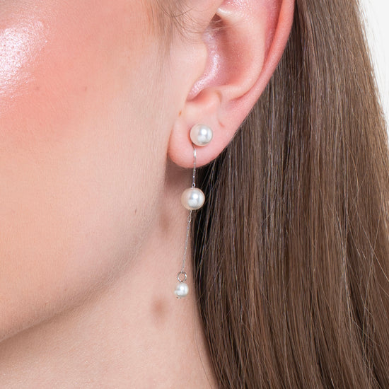 ORECCHINI DONNA IN ACCIAIO PENDENTI CON PERLE