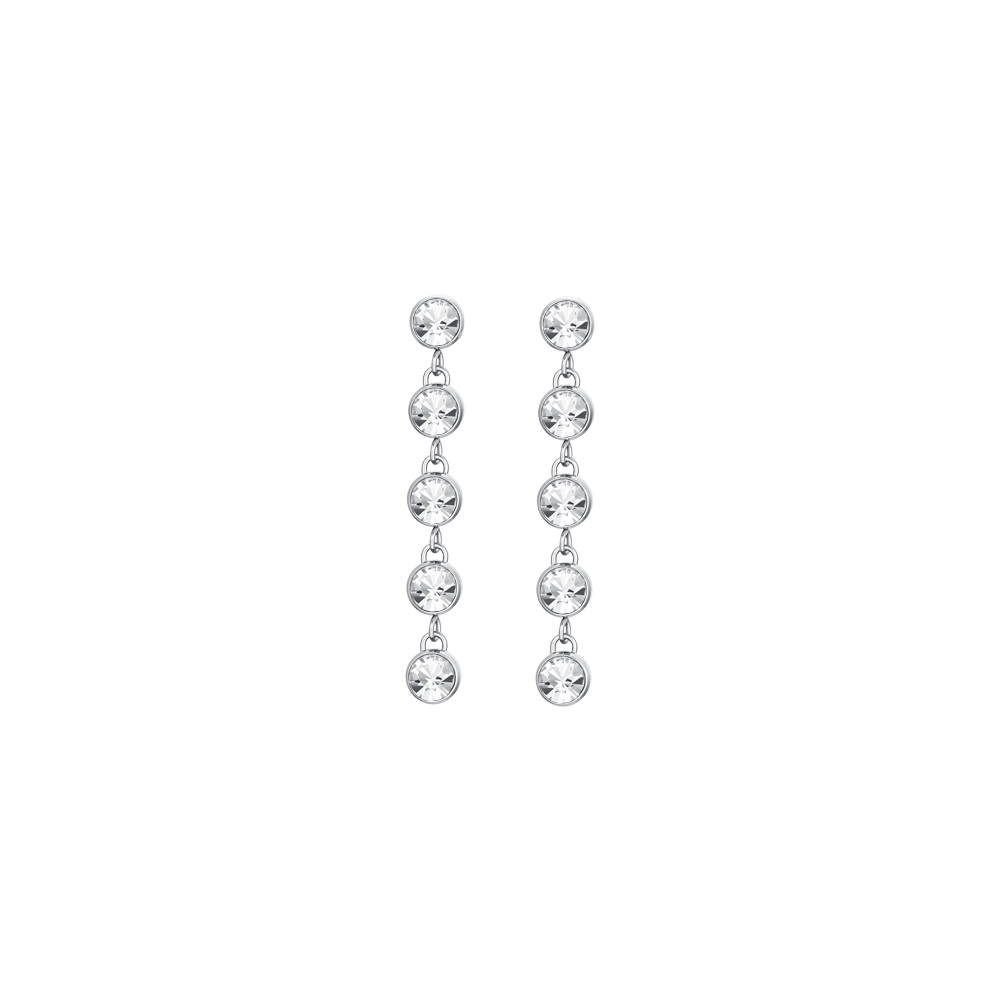 PENDIENTES ACERO MUJER CRISTALES BLANCOS