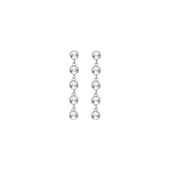 PENDIENTES ACERO MUJER CRISTALES BLANCOS