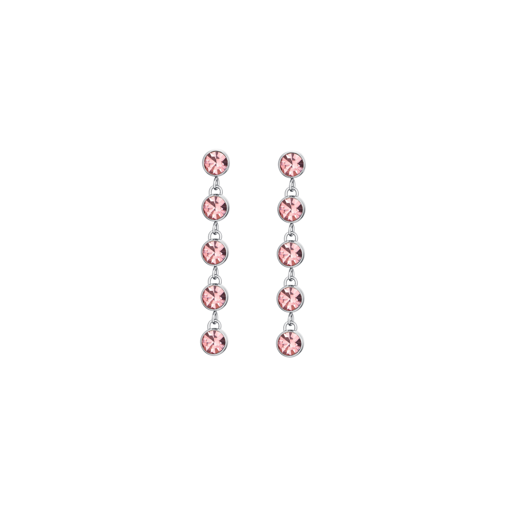 PENDIENTES DE ACERO PARA MUJER CON CRISTALES ROSAS