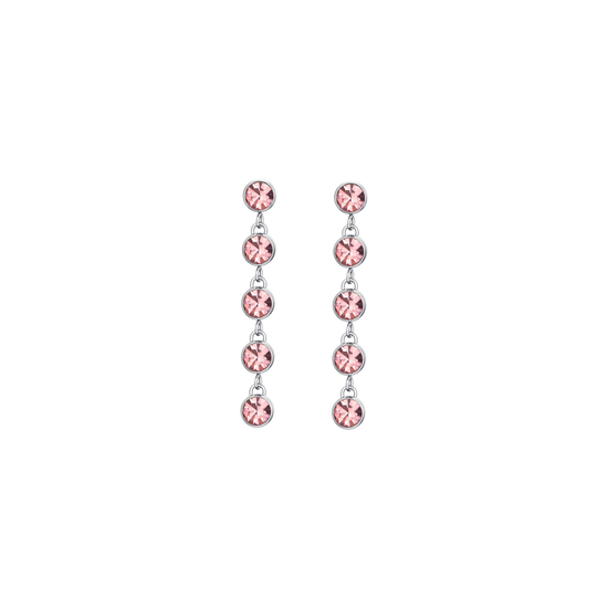 PENDIENTES DE ACERO PARA MUJER CON CRISTALES ROSAS