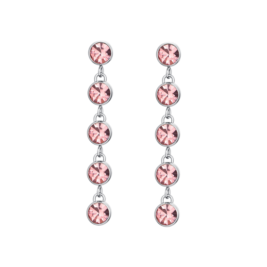 PENDIENTES DE ACERO PARA MUJER CON CRISTALES ROSAS
