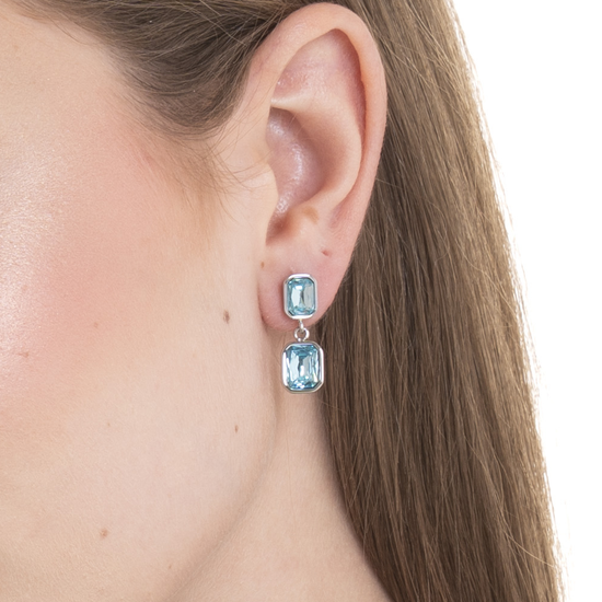 ORECCHINI DONNA IN ACCIAIO  E CRISTALLIACQUA MARINA