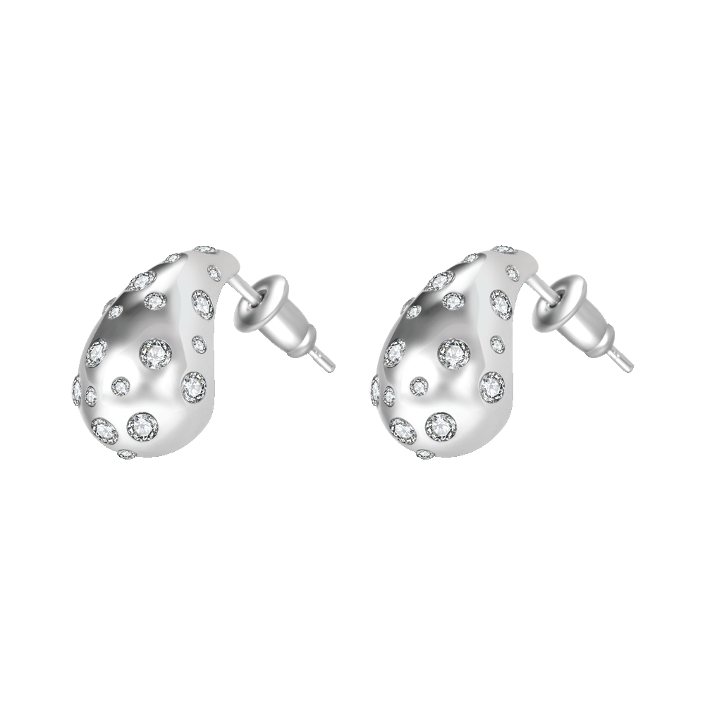 ORECCHINI DONNA GOCCIA IN ACCIAIO CON CRISTALLI BIANCHI