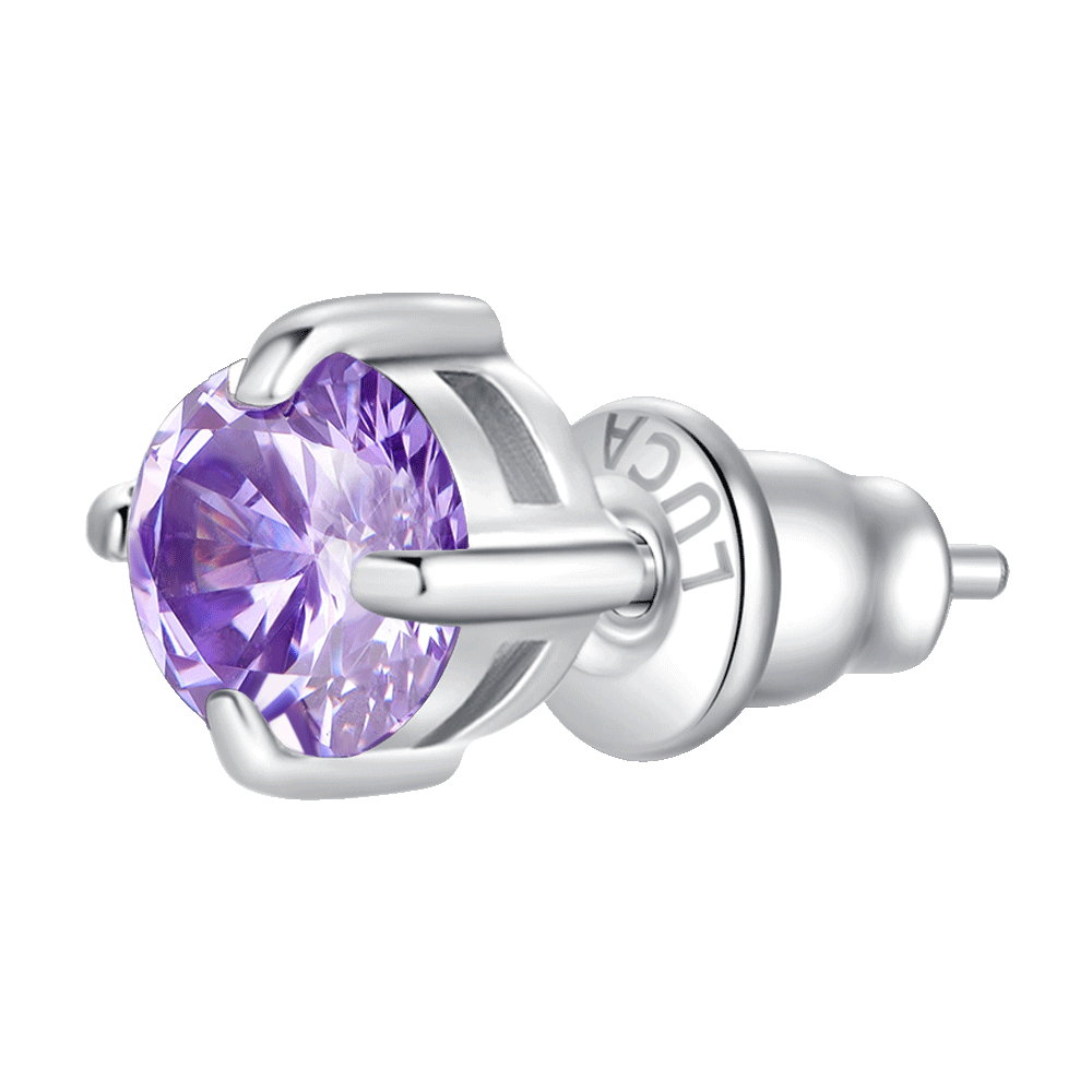 MONO ORECCHINO DONNA IN ACCIAIO CON ZIRCONE VIOLA