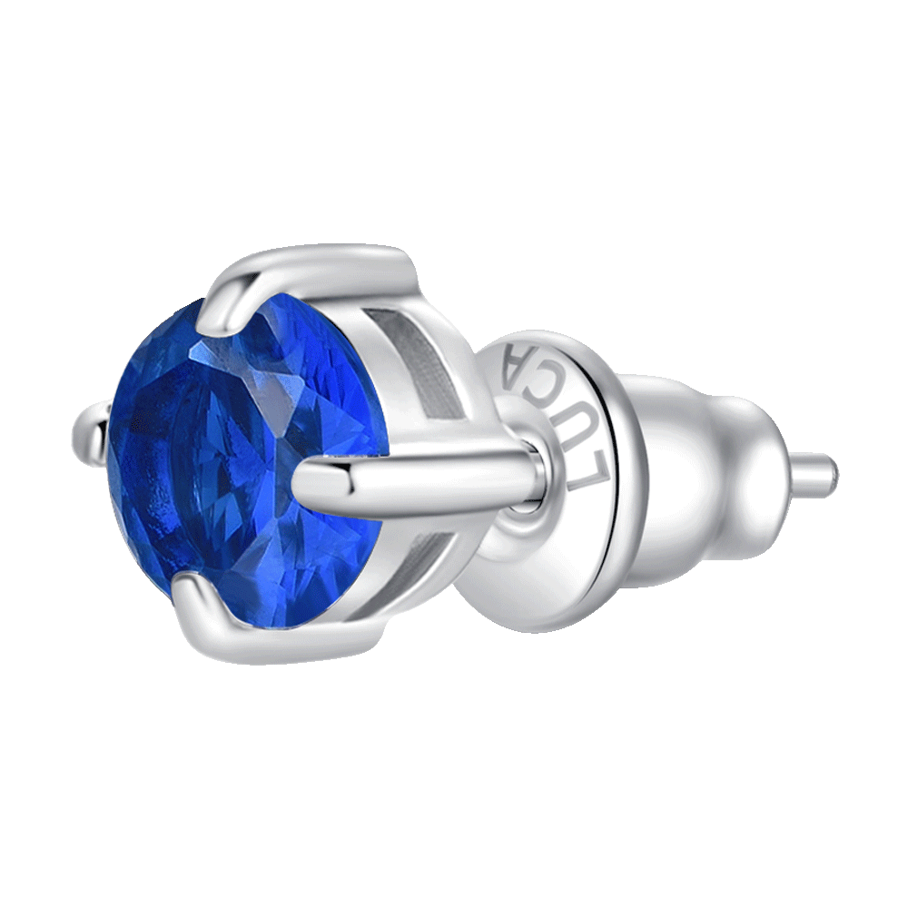 MONO ORECCHINO DONNA IN ACCIAIO CON ZIRCONE BLU