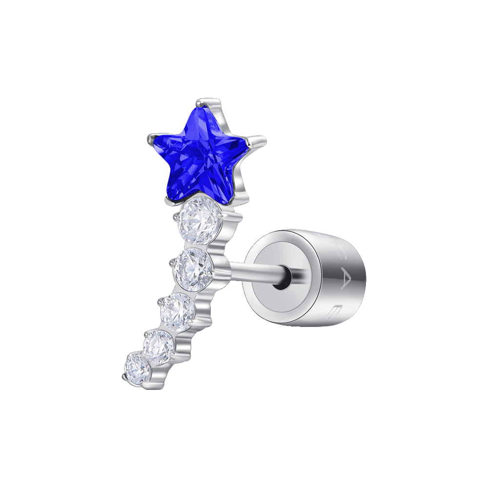 MONO ORECCHINO DONNA IN ACCIAIO STELLA E CRISTALLI BIANCHI