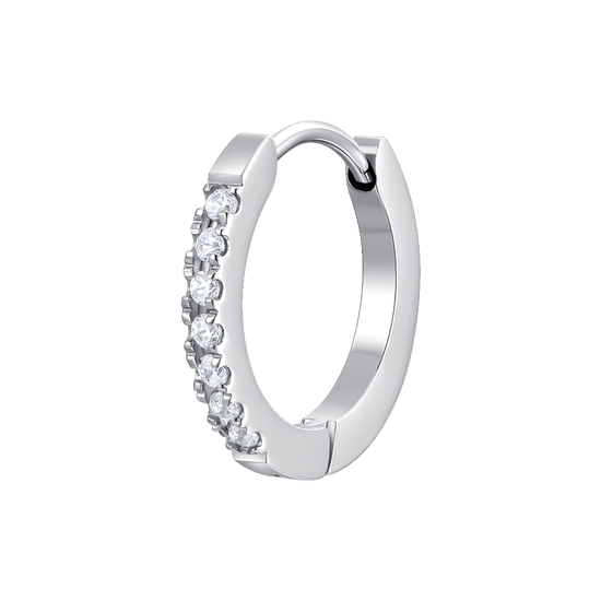 MONO ORECCHINO DONNA IN ACCIAIO  CON CRISTALLI BIANCHI