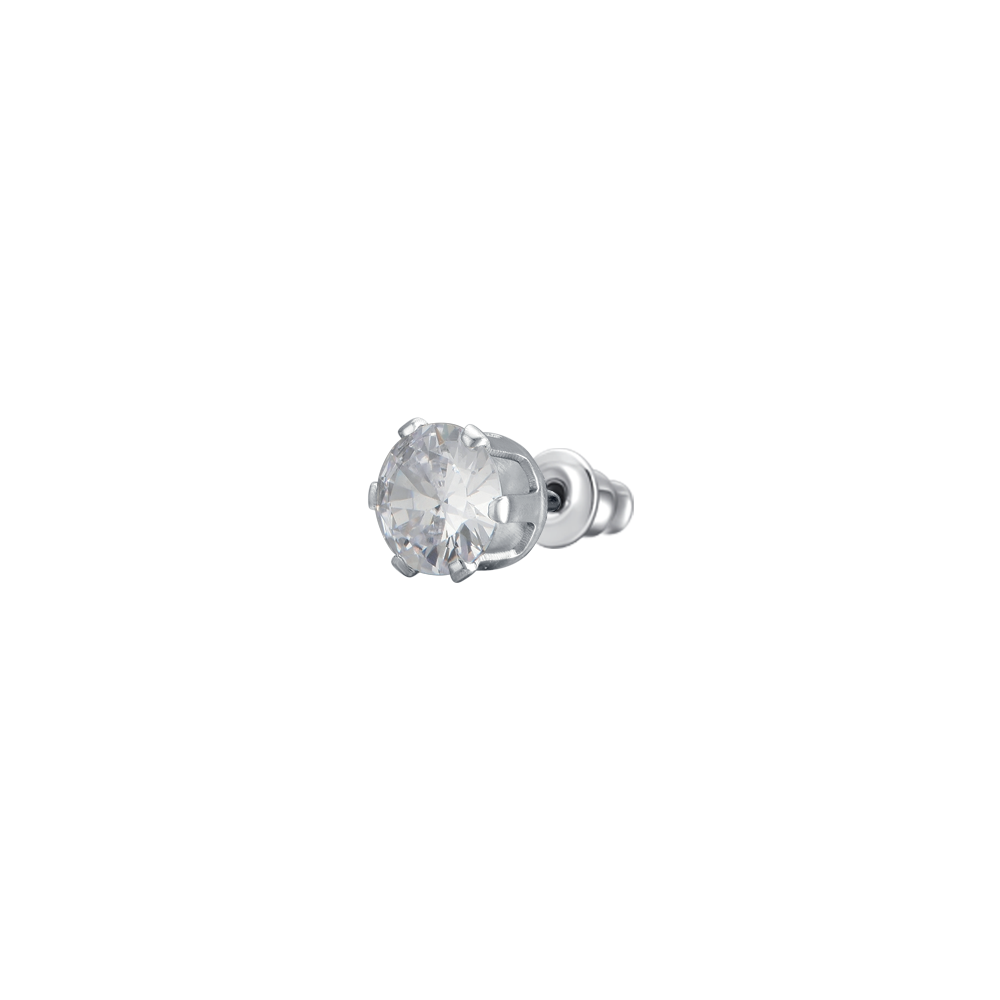 MONO ORECCHINO DONNA IN ACCIAIO CON ZIRCONE BIANCO