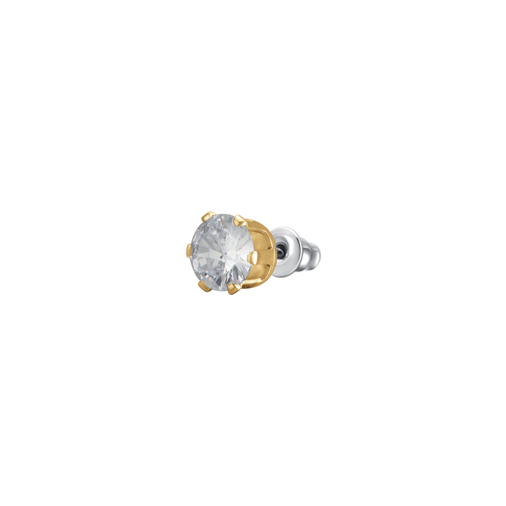 MONO ORECCHINO DONNA IN ACCIAIO IP GOLD CON ZIRCONE BIANCO