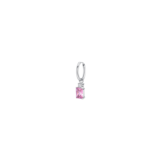 MONO ORECCHINI DONNA IN ACCIAIO CON ZIRCONI ROSA E BIANCHI