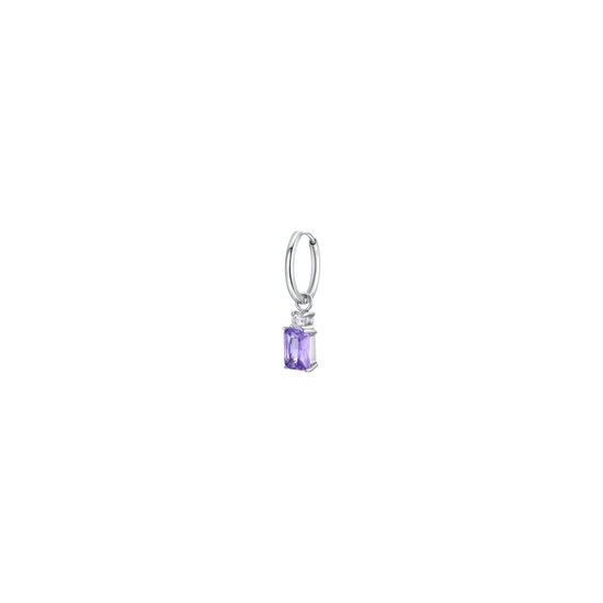 MONO ORECCHINI DONNA IN ACCIAIO CON ZIRCONI VIOLA E BIANCHI