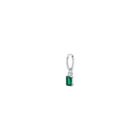 MONO ORECCHINI DONNA IN ACCIAIO CON ZIRCONI VERDE E BIANCHI