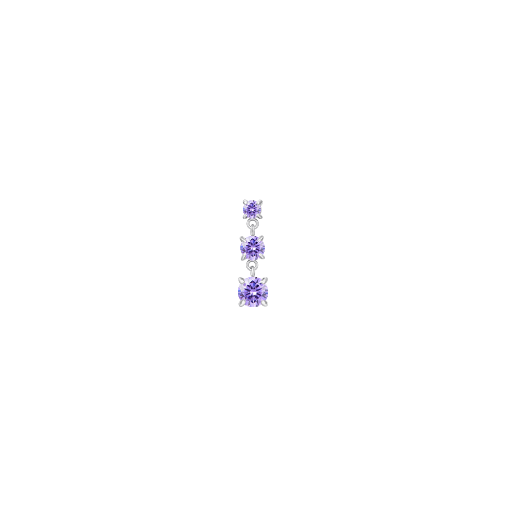 MONO ORECCHINI DONNA IN ACCIAIO CON ZIRCONI VIOLA