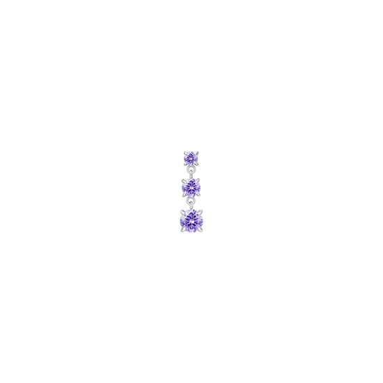 MONO ORECCHINI DONNA IN ACCIAIO CON ZIRCONI VIOLA