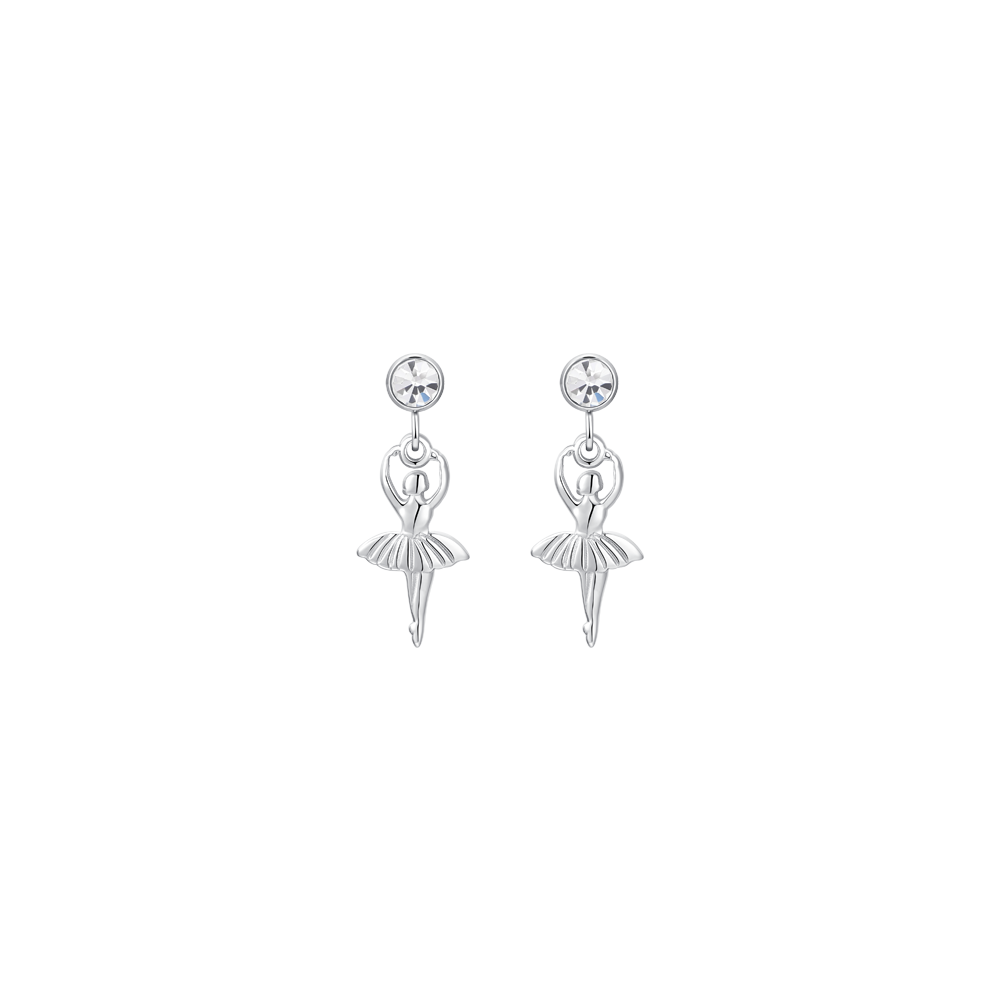 ORECCHINI DONNA IN ACCIAIO CON BALLERINA E ZIRCONE BIANCO