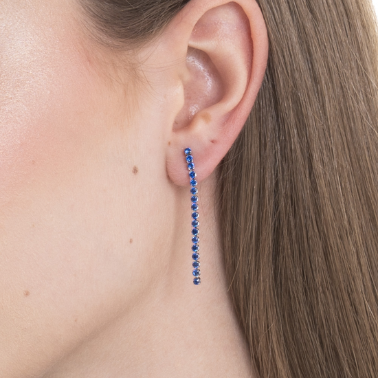 MONO ORECCHINO TENNIS DONNA IN ACCIAIO CON ZIRCONI BLU