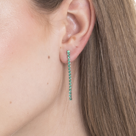 MONO ORECCHINO TENNIS DONNA IN ACCIAIO CON ZIRCONI VERDI