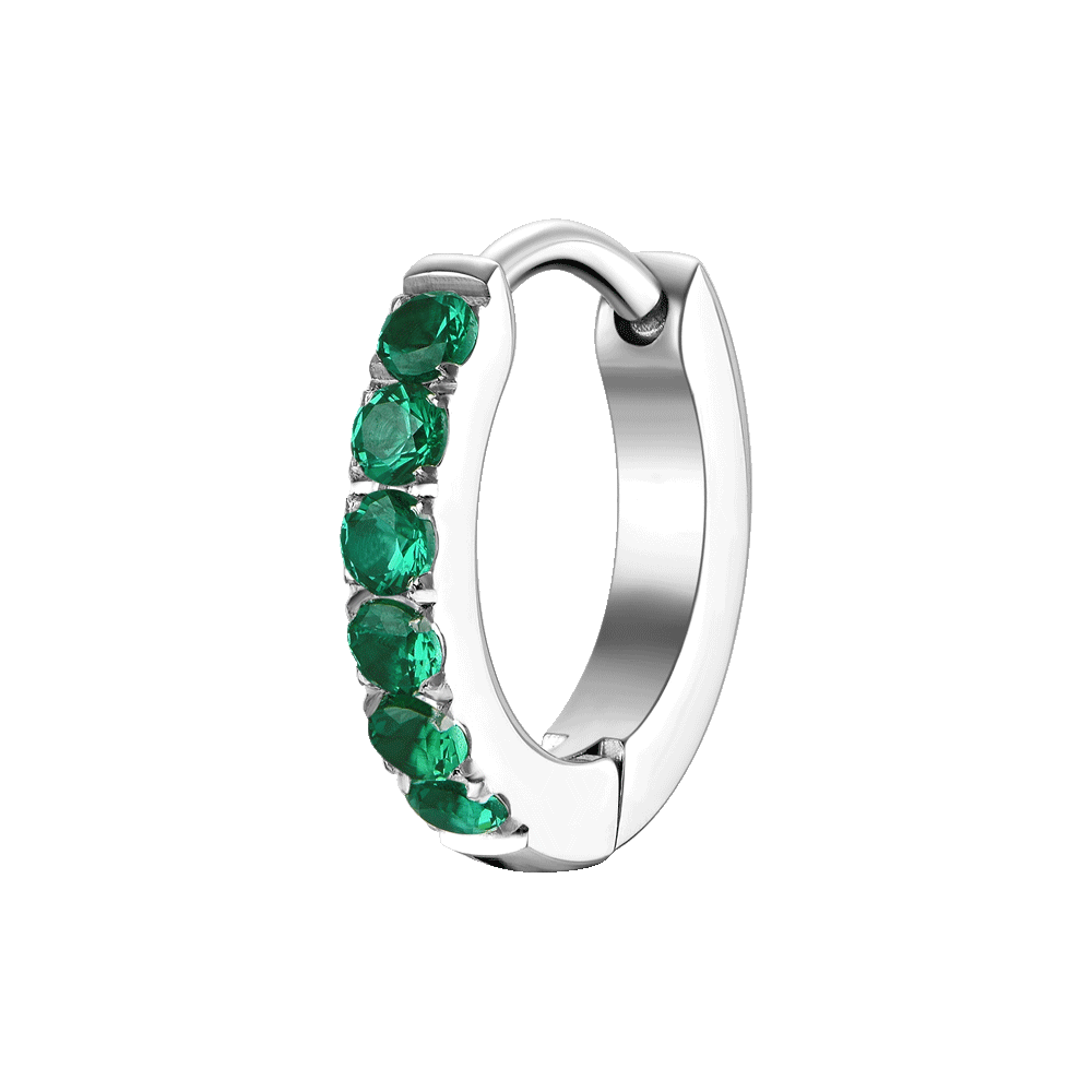 MONO ORECCHINO DONNA IN ACCIAIO CON ZIRCONI VERDI