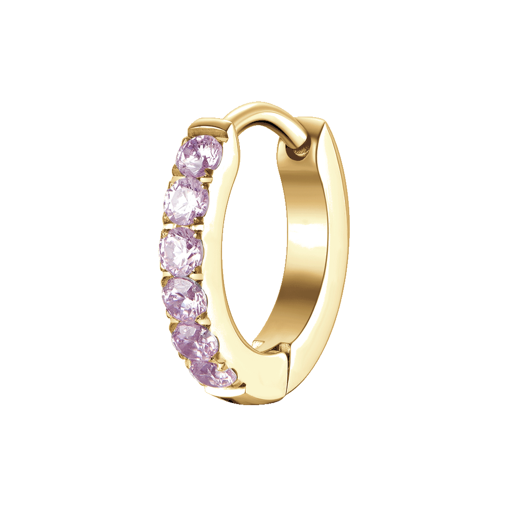 MONO ORECCHINO DONNA IN ACCIAIO IP GOLD CON ZIRCONI ROSA