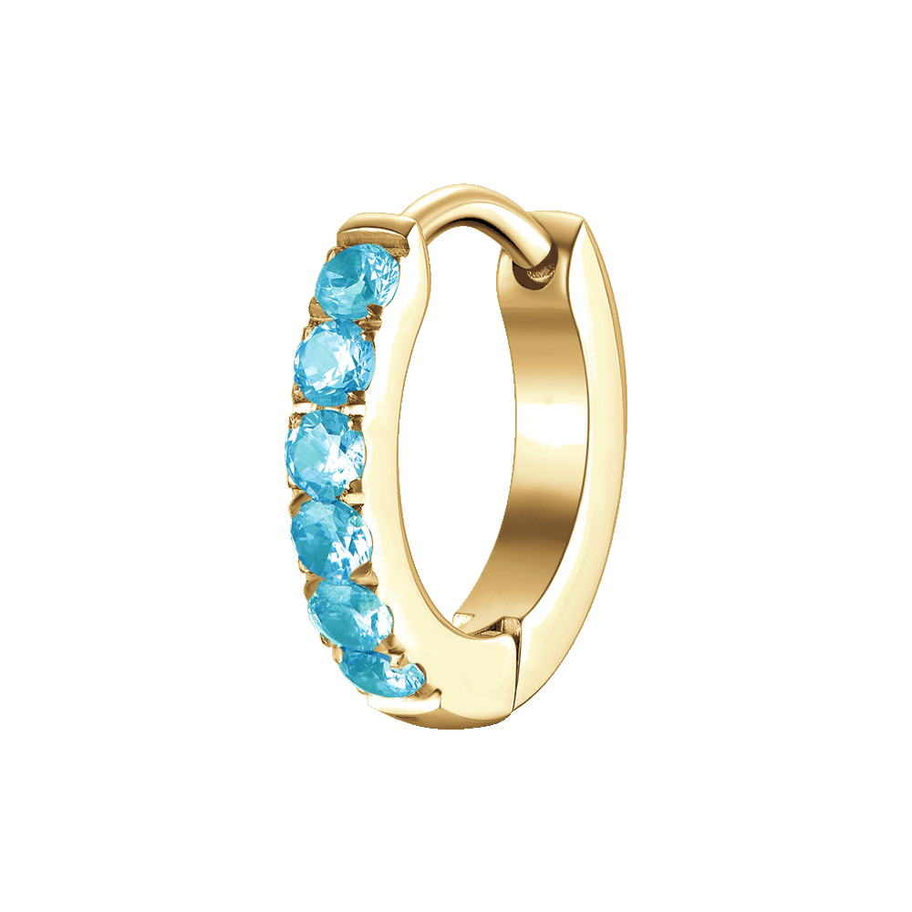 MONO ORECCHINO DONNA IN ACCIAIO IP GOLD CON ZIRCONI ACQUAMARINA