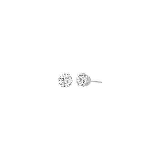 PENDIENTES DE FOCOS DE ACERO CON CRISTAL BLANCO DE 6 MM