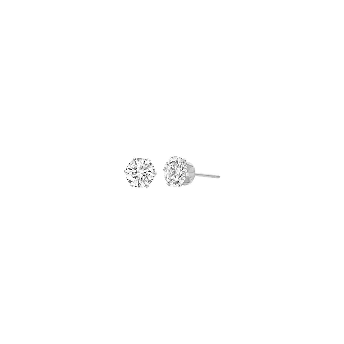 PENDIENTES DE FOCOS DE ACERO CON CRISTAL BLANCO DE 6 MM