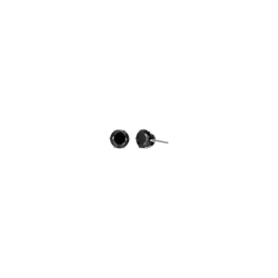 PENDIENTES DE FOCOS DE ACERO CON CRISTAL NEGRO