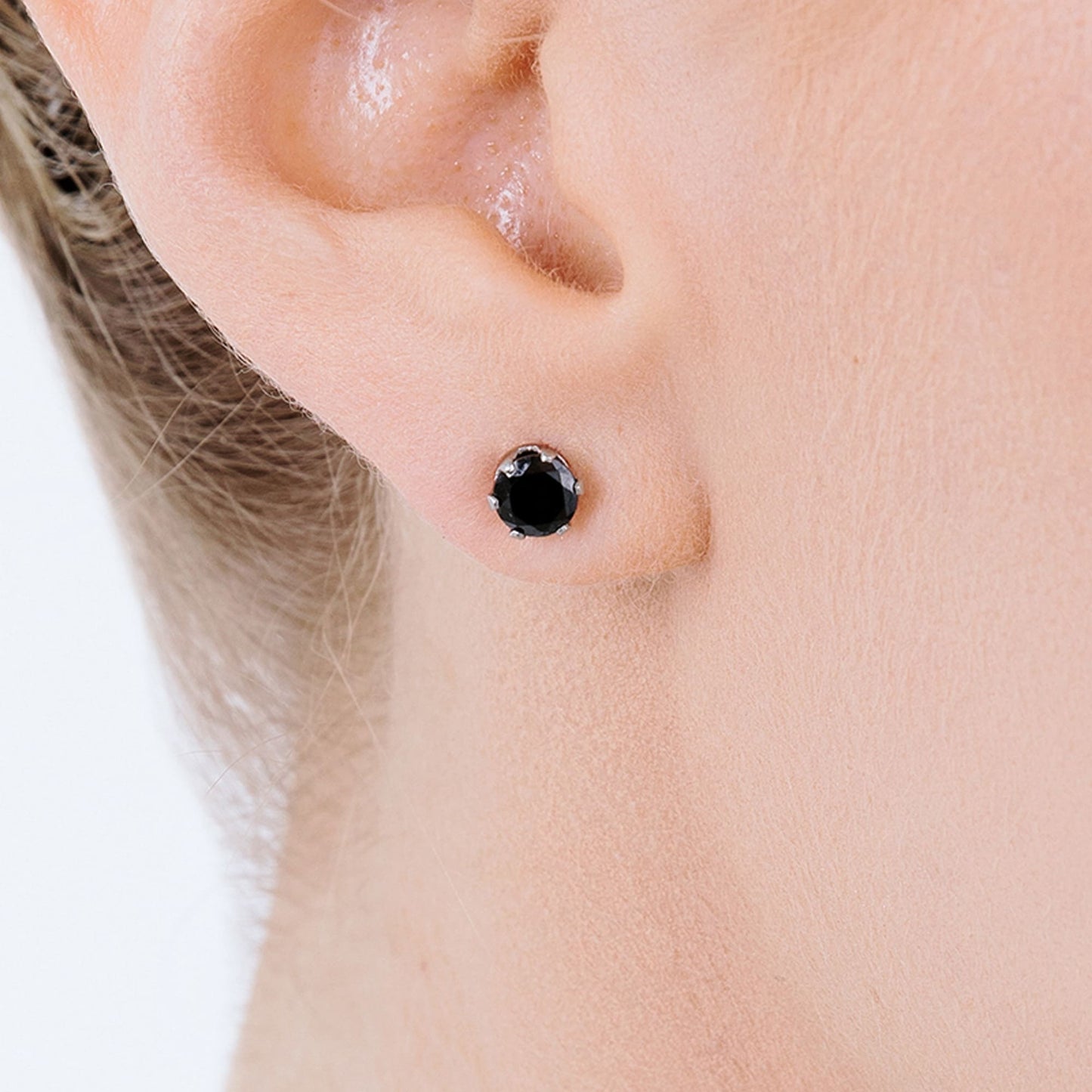 PENDIENTES DE FOCOS DE ACERO CON CRISTAL NEGRO