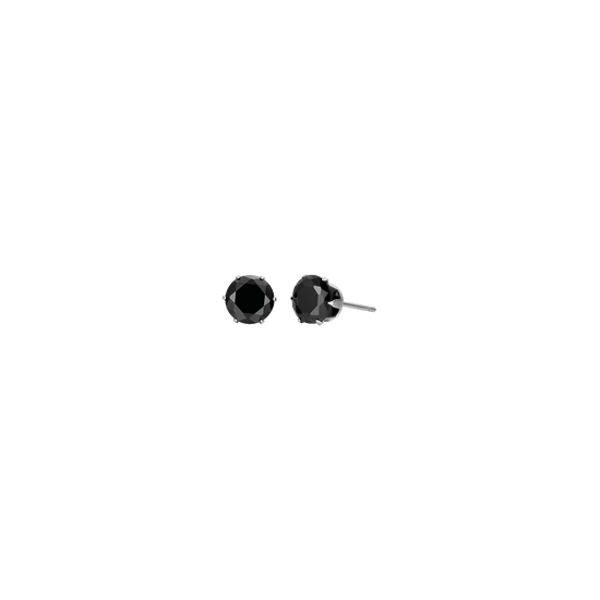 PENDIENTES DE FOCOS DE ACERO CON CRISTAL NEGRO