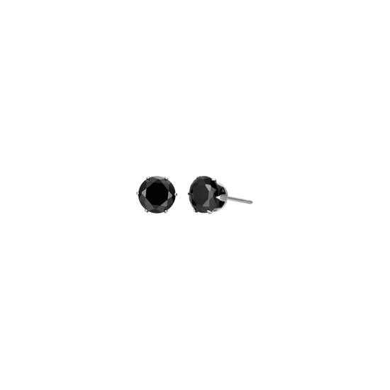 PENDIENTES DE FOCOS DE ACERO CON CRISTAL NEGRO