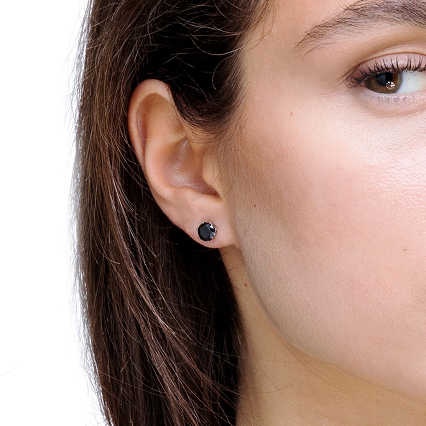 PENDIENTES DE FOCOS DE ACERO CON CRISTAL NEGRO