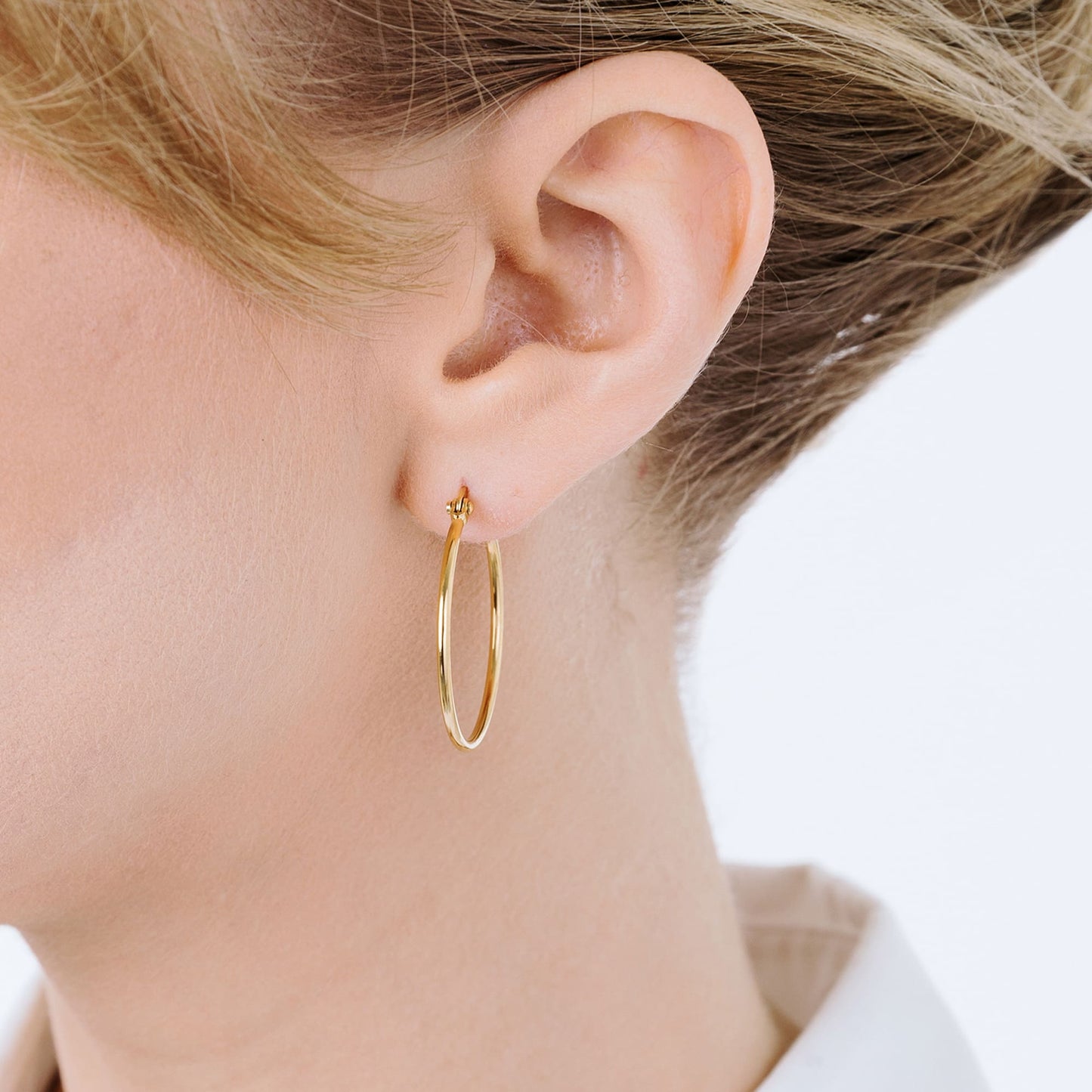 PENDIENTES DE ARO DE ACERO DE 25 MM DE DIÁMETRO PARA MUJER