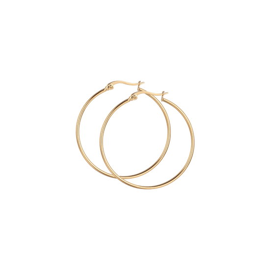 PENDIENTES DE ARO DE ACERO CHAPADO EN ORO DE 35 MM DE DIÁMETRO PARA MUJER