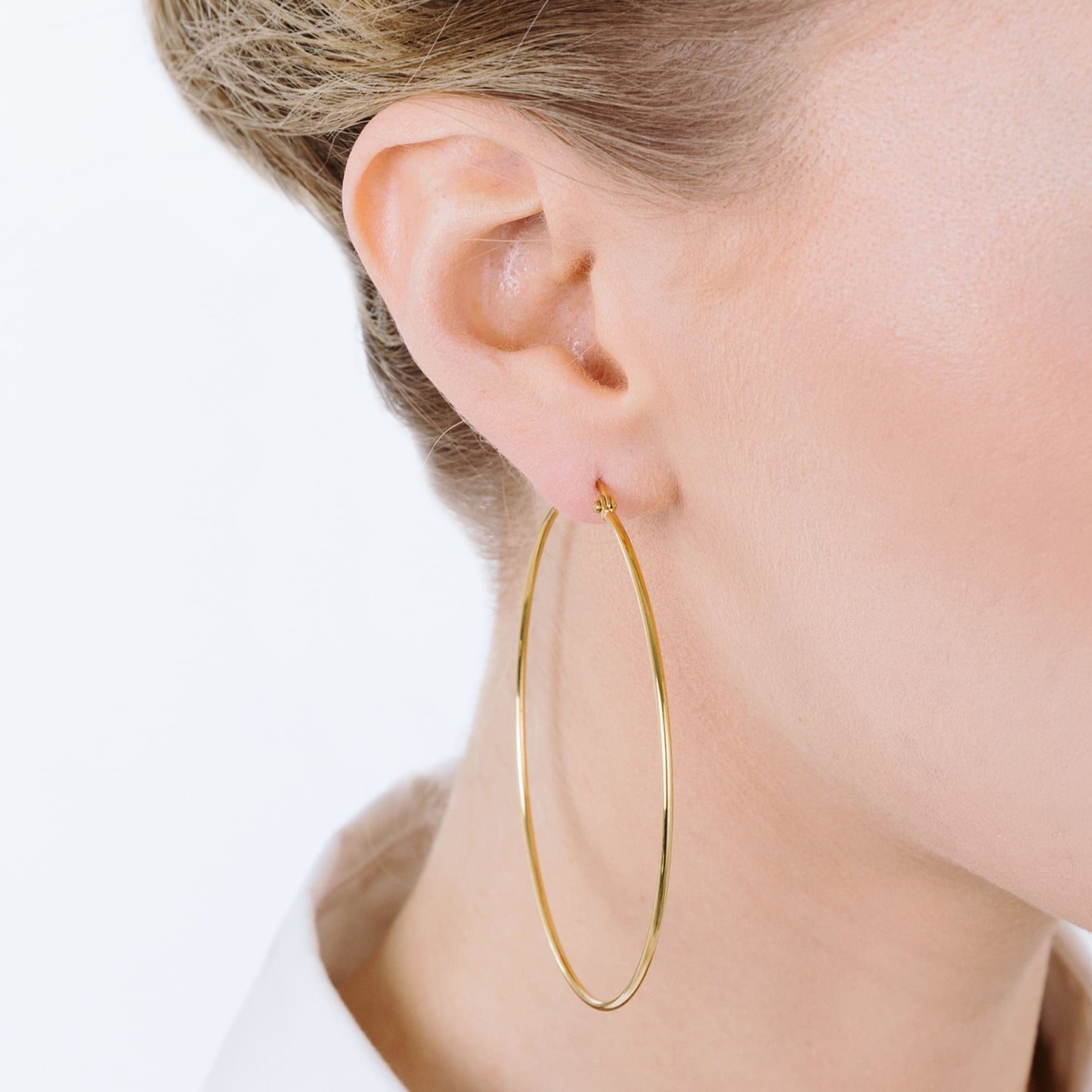 PENDIENTES DE ARO DE ACERO DE 63 MM DE DIÁMETRO PARA MUJER