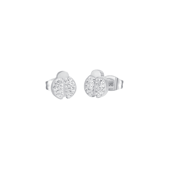 PENDIENTES DE ACERO PARA MUJER CON MARIQUITA Y CRISTALES