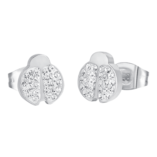 PENDIENTES DE ACERO PARA MUJER CON MARIQUITA Y CRISTALES