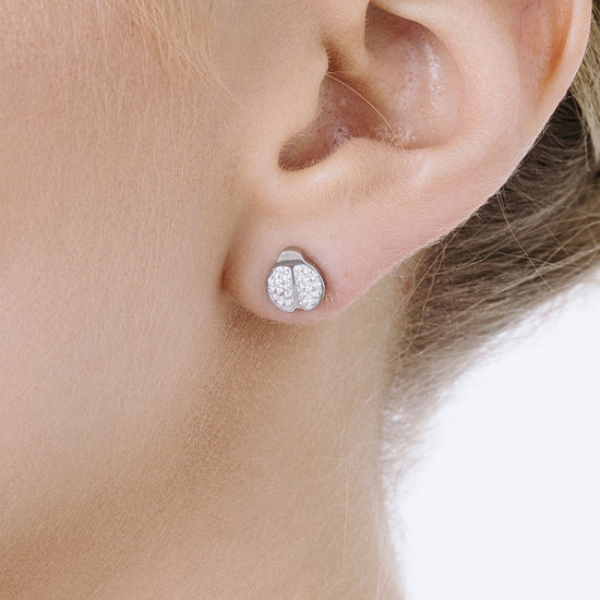 PENDIENTES DE ACERO PARA MUJER CON MARIQUITA Y CRISTALES